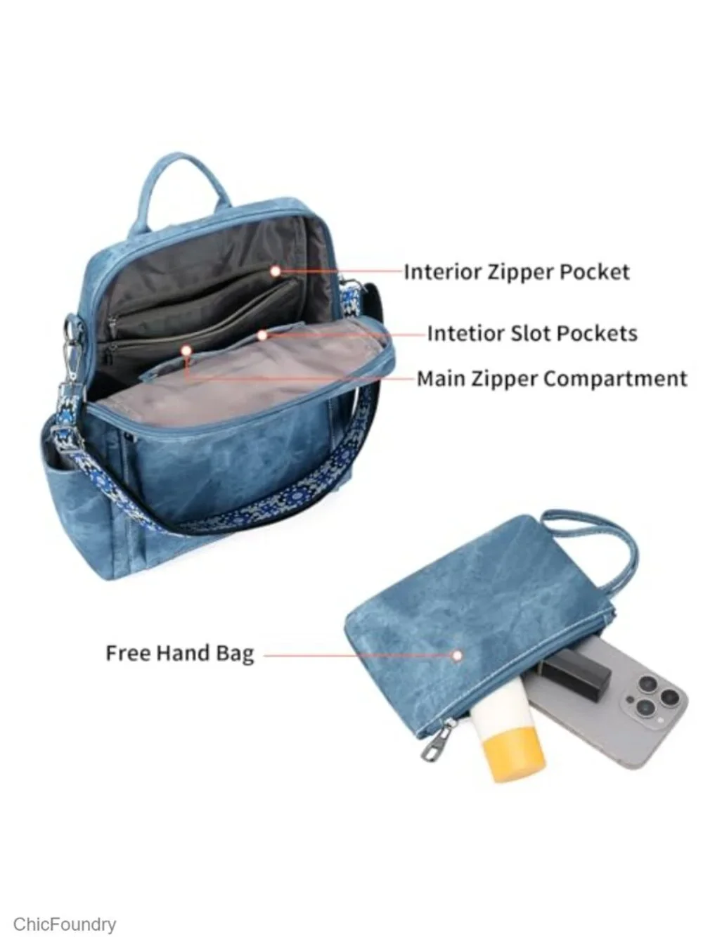 Women's PU Leather Convertible Travel Backpack Purse with Multiple Pockets